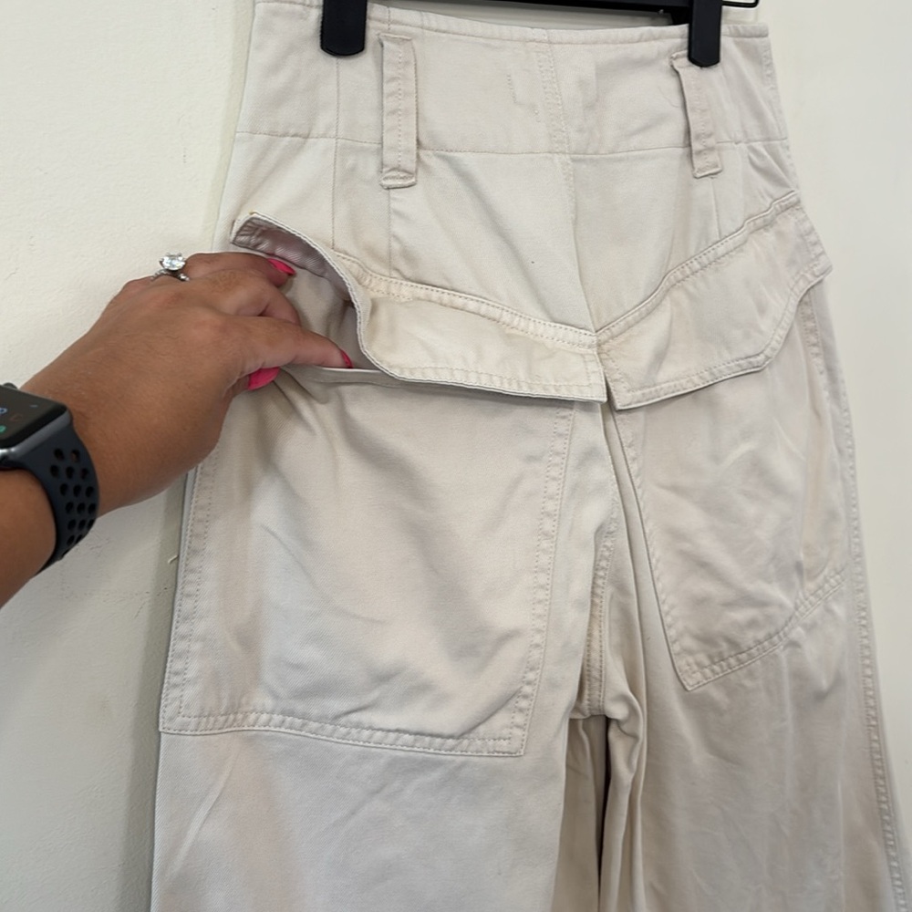 Isabel Marant Étoile Odea Cropped Wide Leg Pants Beige Size 36 - Picture 9 of 12